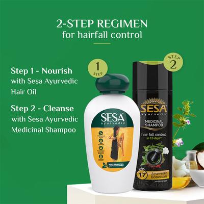 Sesa Hair Combo Pack (Sesa Ayurvedic Oil 100 ml + Sesa Ayurvedic Medicinal Shampoo 200 ml) - Personal Care (Ayush)