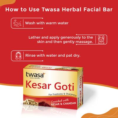 Twasa Kesar Goti Bath Soap - Kesar & Chandan (Pack of 3 x 25 gm) - Soaps