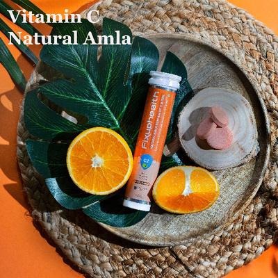 FixUpHealth Natural Amla Effervescent Tablet - Orange Flavour (Pack of 2 x 20s) 1's - Herbal Dietary Supplement