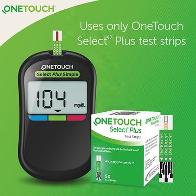 OneTouch Select Plus Strip (Pack of 2 x 50's) + OneTouch Delica Plus Lancet (Pack of 4 x 25's) - Blood Glucose Monitors/Strips