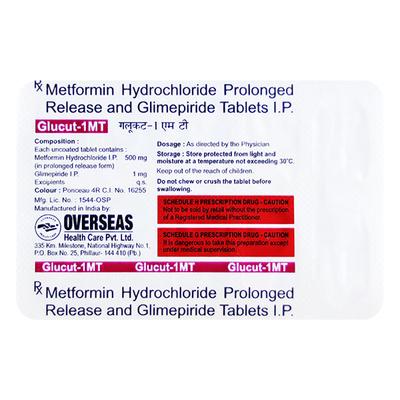 Glucut 1 MT 1mg/500mg Tablet 10'S - Diabetes-Ant
