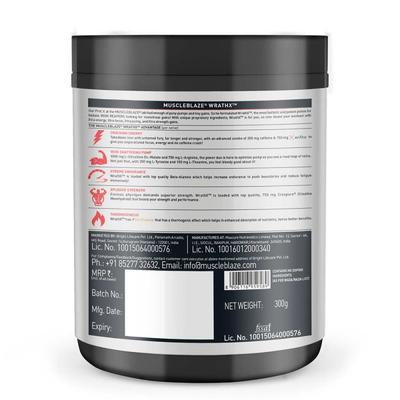 MuscleBlaze Pre Workout WrathX Powder - Fruit Fury 300 gm - Workout Essentials