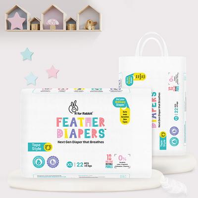 R for Rabbit Feather Baby Diaper Pants (XS) - (Pack 2 x 22's) - Diapers & Wipes