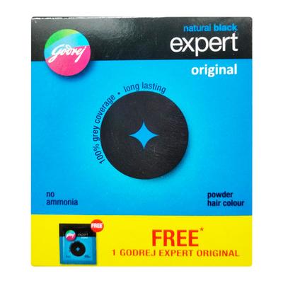 Godrej Expert Original Hair Colour Powder - Natural Black 33 gm + Free 1 Godrej Expert Original - Crème