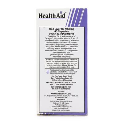 HealthAid Cod Liver Oil 1000 mg Capsule 60's - Vital Health