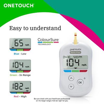 OneTouch Verio Flex Blood Glucose Monitoring System (Free 10 Test Strips + Lancing Device + 10 Lancets) - Blood Glucose Monitors/Strips