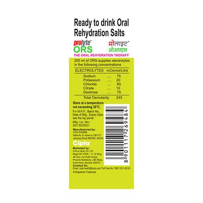 Prolyte ORS Liquid -Nimbu Paani 200 ml - Oral Rehydration (Ors)