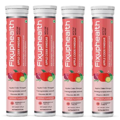 FixUpHealth Apple Cider Vinegar Effervescent Tablet - Apple Flavour (Pack of 4 x 20's) - Apple Cider Vinegars