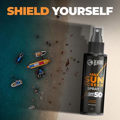 Beardo SPF 50 Pa+++ Max Sunscreen Spray UVA/UVB Protection 50 ml - Face Sunscreen