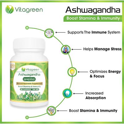 VitaGreen Ashwagandha Capsules 60's - Sexual Care