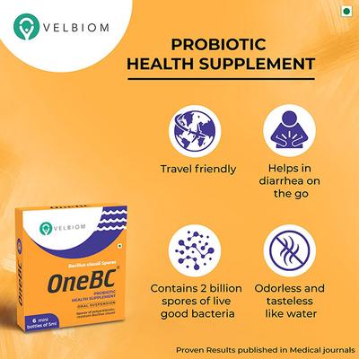 Velbiom OneBC Probiotic Oral Suspension (Pack of 6 x 5 ml) - Digestive Health