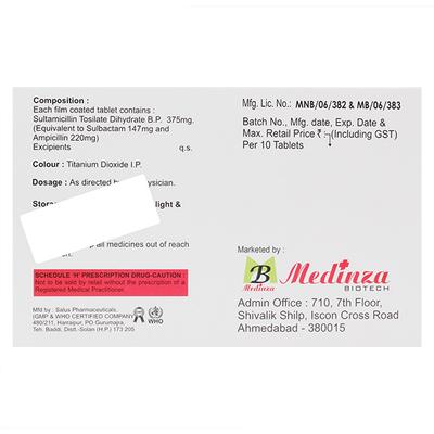 SULTIZA Tablet 10's - Bacterial Infections-Pen