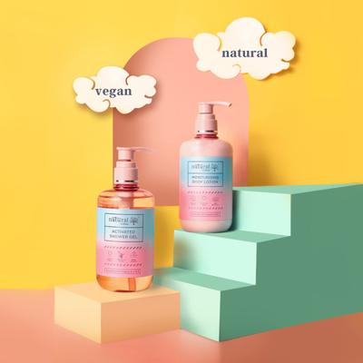 Natural Vibes Activated Shower Gel + Natural Vibes Moisturising Body Lotion 600 ml - Bath Kits & Sets