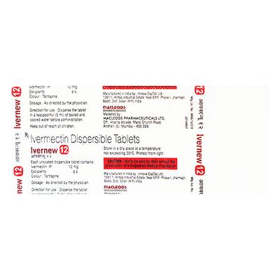 IVERNEW 12 Tablet 10's - Parasitic Worms-Ant