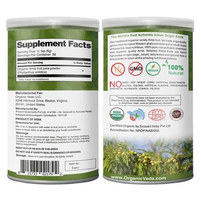 Organic Veda Fruit Juice Powder - Amla 227 gm - Pure Herbs