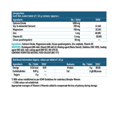 HealthKart HK Vitals Calcium + Magnesium + Zinc Tablet 60's - Multi-Vitamins