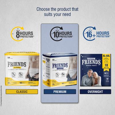 Friends Adult Diaper Pants-Premium (L-Xl) 10's - Adult Diapers & Pads