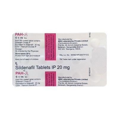 PAH 20mg Tablet 10'S - Impotence/Erectile Dysfunction (Ed)