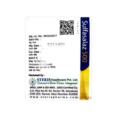 SULFASALAZ 500 Tablet 15's - Ulcerative Colitis/Bowel Inflammatory Disease-GIT