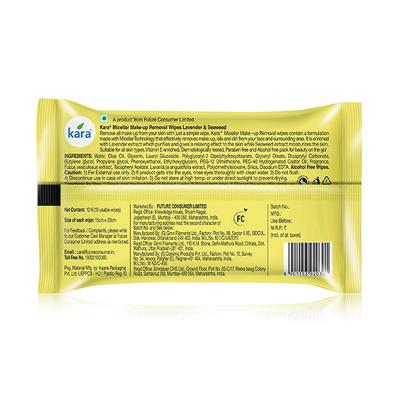 Kara Beauty Micellar Make Up Removal Wipes - Lavender & Seaweed 10's - Make Up Removers