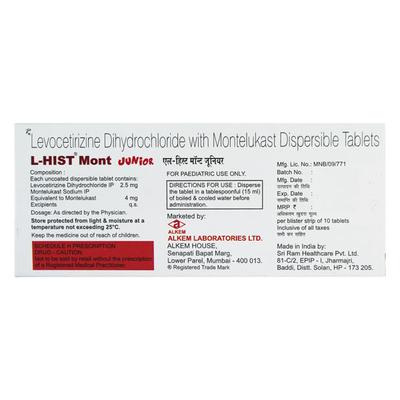 L Hist Mont Junior Tablet 10'S - Allergies-Ant