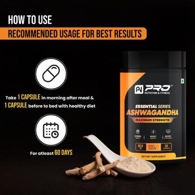 Pro Nutrition & Fitness Ashwagandha 800 mg Dietary Supplement Capsule 90's - Sexual Care