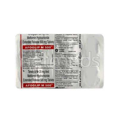 Afoglip M 500mg/20mg Tablet 10'S - Diabetes-Ant