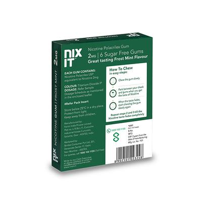 Nixit Nicotine 2 mg Sugar Free Gum - Frost Mint Flavour 6's - Nicotine Gums/Lozenges