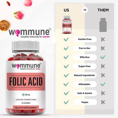 Wommune Folic Acid Gummies - Strawberry 30's - Multi-Vitamins