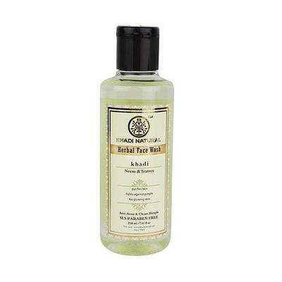 Khadi Natural Herbal Face Wash - Neem & Teatree 210 ml - Face Wash & Cleansers