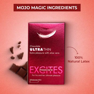 Mojocare Excites Ultra Thin Condoms - Chocolate 10's - Sexual Healthcare