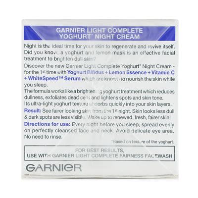 Garnier Light Complete Yoghurt Night Cream 40 gm - Night Cream