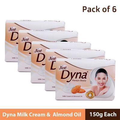Dyna Premium Beauty Soap - Almond & Milk Cream (Pack of 6 x 150 gm) - Soaps