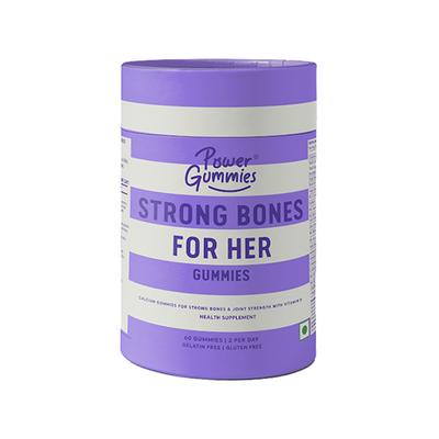 Power Gummies Strong Bones for Her-Vitamin D3 & Calcium with Strawberry Flavour-60 Gummies 1's - Nutrition Supplements