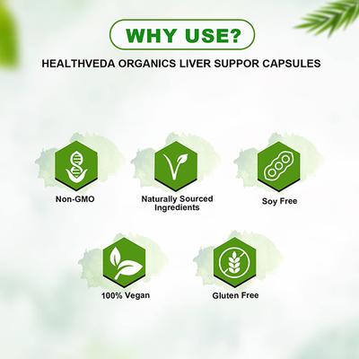 Health Veda Plant Based Liver Support Veg Capsule 60's - Herbal Dietary Supplement