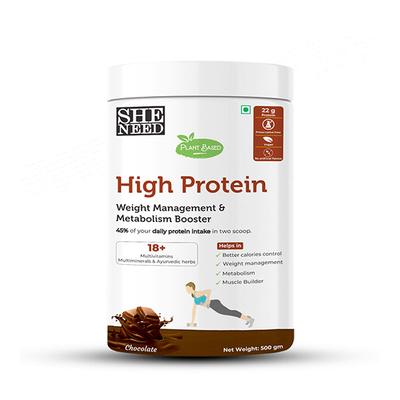 She Need Plant Based High Protein Powder - Chocolate Flavour 500 gm - Whey Proteins