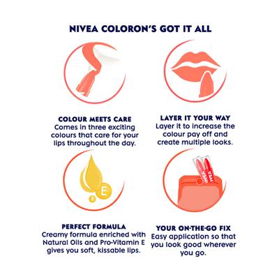 Nivea Coloron Lip Crayon - Coral Crush 3 gm - Lip Balms