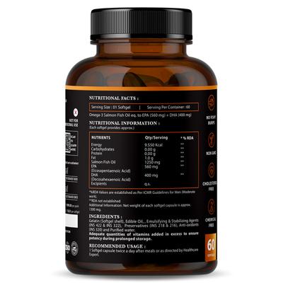 Nirvasa Omega 3 Salmon Fish Oil (Triple Strength) Capsule (Pack of 2 x 60's) 1's - Omega Fish Oil Fatty Acids