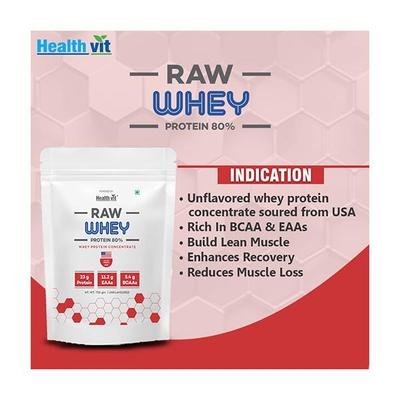 Healthvit Raw Whey Protein Concentrate - Unflavoured 750 gm - Whey Proteins