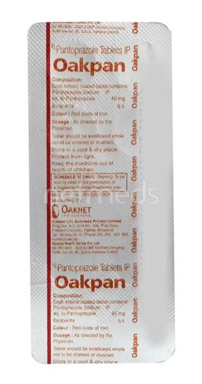 Oakpan 40mg Tablet 10'S - Ulcer/Reflux/Flatulence-Aaa