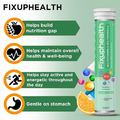 FixUpHealth Multivitamins and Multiminerals Effervescent Tablet - Orange Flavour (Pack of 3 x 20s) 1's - Multi-Vitamins