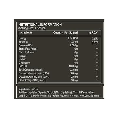 Pure Nutrition Vitals Omega 3 Fish Oil 1000 mg Softgels 60's - Omega Fish Oil Fatty Acids