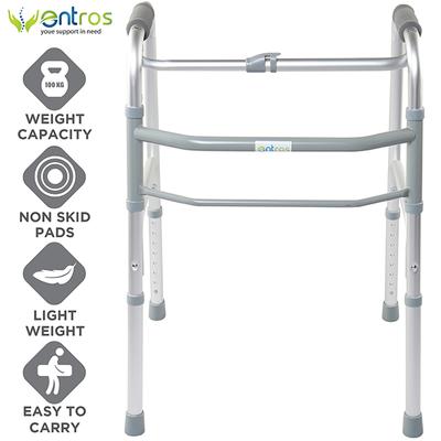Entros Reciprocating Folding Walker Adjustable Height - Silver (SC4025) - Wheelchairs & Walking Sticks