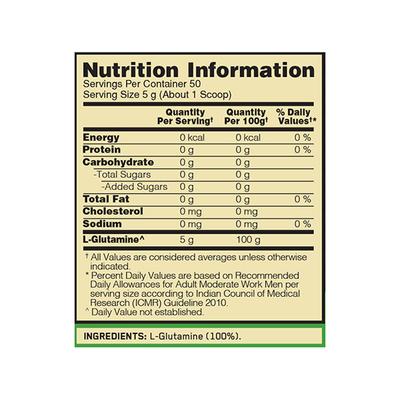 Optimum Nutrition (ON) Glutamine Powder - Unflavoured 250 gm - Amino Acids
