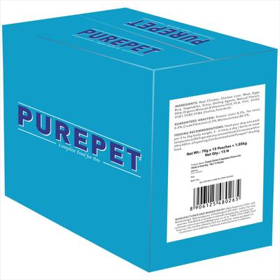 Purepet Wet Dog Food, Chicken and Vegetable Chunks in Gravy, 15 Pouches (15 x 70g) 1050 gm - Petfood