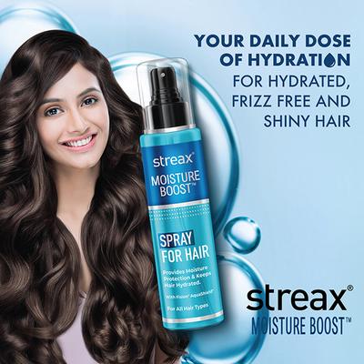 Streax Moisture Boost Spray Hair Serum for Women & Men I Hydrating, Frizz Free , Smooth & Silky finish I With Fision AquaShield 100 ml - Hair Serums