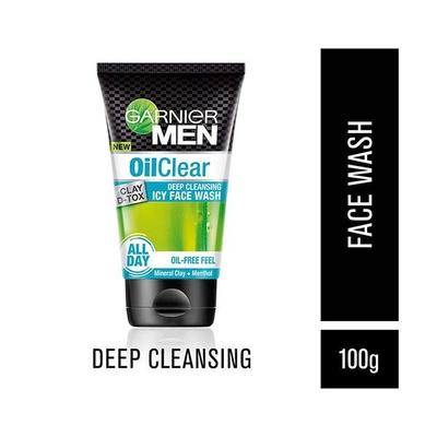 Garnier Men Oil Clear Deep Cleansing Icy Face Wash - Clay D-Tox 100 gm - Face Wash & Cleansers