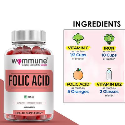 Wommune Folic Acid Gummies - Strawberry 30's - Multi-Vitamins