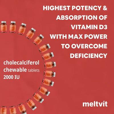 Meltvit Vitamin D3 2000 IU Cholecalciferol Chewable Tablets 120's - Multi-Vitamins