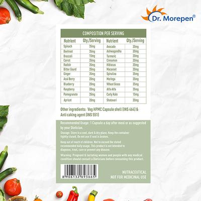 Dr. Morepen 24 In 1 Superfood Veg Capsule 60's - Herbal Dietary Supplement